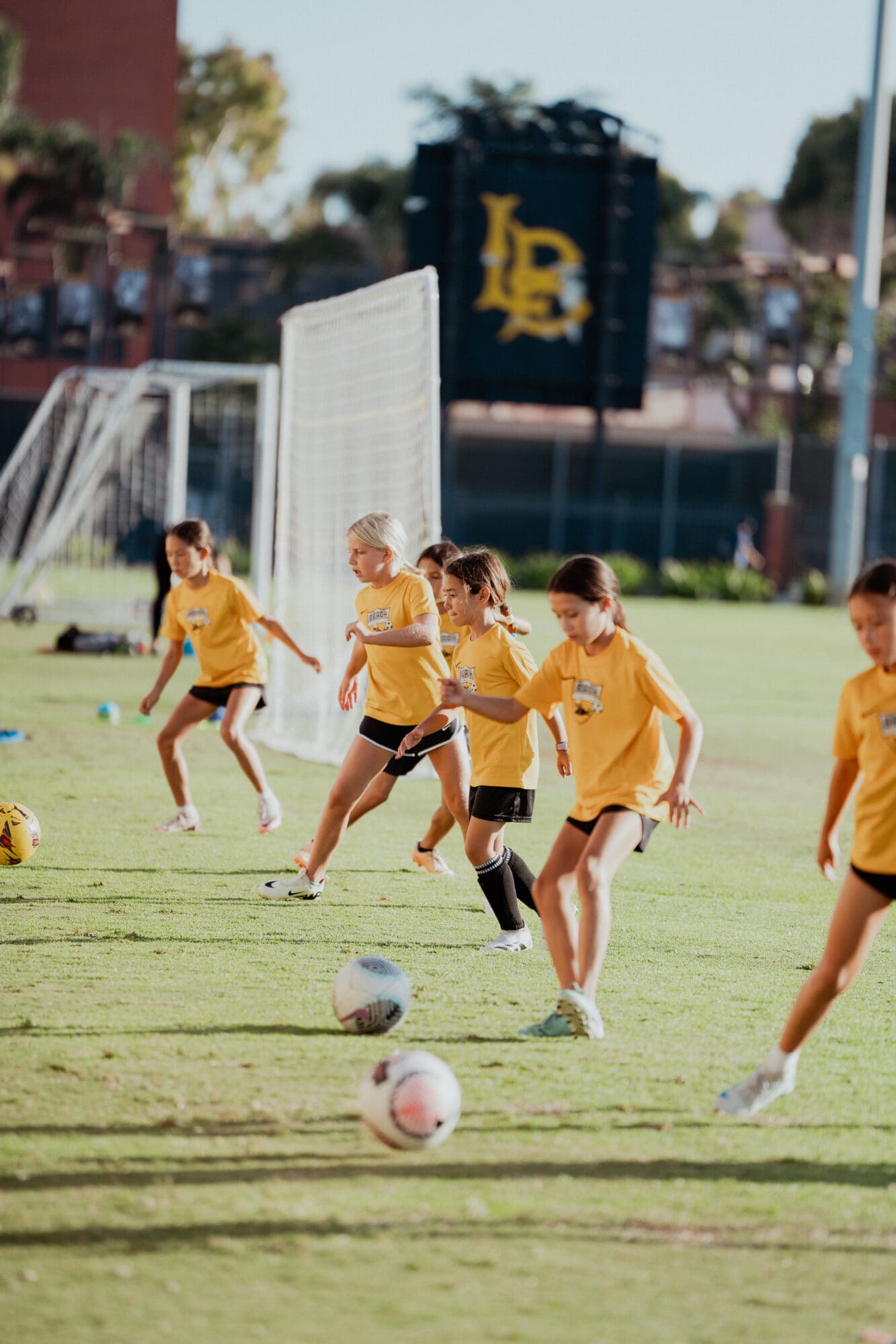Beach FC youth soccer players training on the field